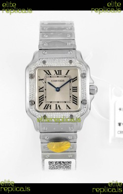 Cartier Santos Swiss Quartz 27MM Steel Dial Super Clone Watch