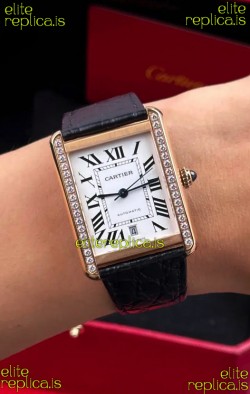 Cartier Tank Solo Swiss Automatic 31MM Rose Gold Diamonds Super Clone Watch 