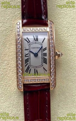 Cartier Tank Americaine Swiss Quartz 19mm Rose Gold Swiss Replica Watch 