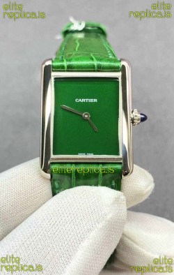 Cartier Tank Louis 25MM Swiss Quartz Green Dial Watch 