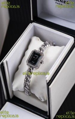 Chanel Premiere Galon Stainless Steel Diamonds Swiss Quartz Watch 