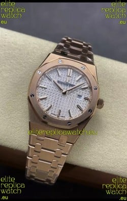 Audemars Piguet Royal Oak 33MM 904L Rose Gold White Dial 1:1 Mirror Replica Watch