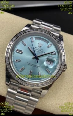 Rolex Day Date M228396TBR-0002 904L Steel 40MM - Ice Blue Dial 1:1 Mirror Replica