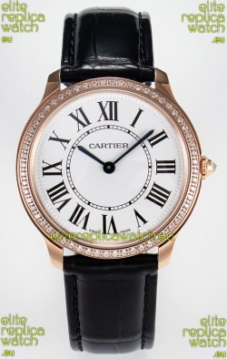 Ronde Louis Cartier Super Clone 36MM Rose Gold Watch in Swiss Quartz Movement