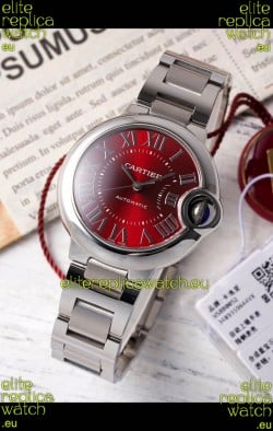 Ballon De Cartier Swiss Automatic Red Dial Mirror Quality 33MM in Stainless Steel 