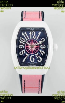 Franck Muller Vanguard Yachting V32 Ceramic Casing Pink Dial/Strap Swiss Replica Watch 