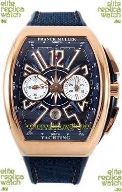 Franck Muller Vanguard V45 Chronograph 904L Rose Gold Blue Dial Swiss Watch