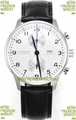 IWC Portuguese Chronograph Swiss Replica Watch in Steel Case White Dial - 1:1 Mirror Replica Edition