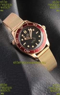 Omega Seamaster Super Clone 300M Diver Rose Gold Black Dial Edition Watch 