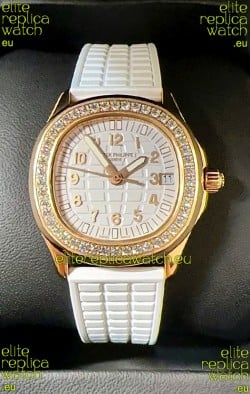 Patek Philippe Superclone Aquanaut 5072R Mossanites Paved Watch in Rose Gold Casing