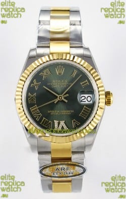 Rolex Super Clone Datejust ETA 2688 Movement 31MM Two Tone Yellow Gold Swiss Green Dial 