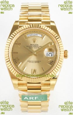 Rolex Day Date Super Clone 18K Yellow Gold Watch 40MM - Gold Dial 1:1 Mirror Quality