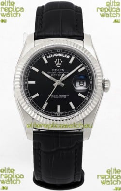 Rolex Day Date 904L Steel Casing Watch in Black Dial 36MM - 1:1 Mirror Quality