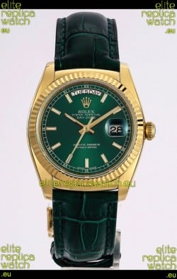 Rolex Day Date Yellow Gold 904L Steel Casing Watch in Green Dial 36MM - 1:1 Mirror Quality