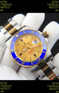 Rolex Submariner Japanese Replica Watch in 2 Tone Yellow Gold Casing Gold Dial 
