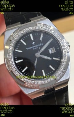 Vacheron Constantin Overseas Stainless Steel 33MM Swiss Quartz Replica Watch Black Dial 