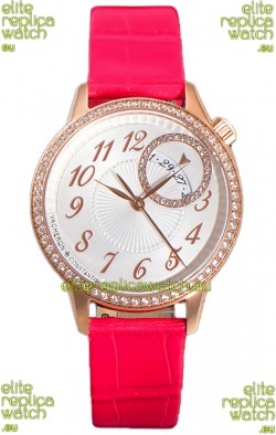 Vacheron Constantin Egerie Muse Rose Gold Casing in White Dial Swiss Replica