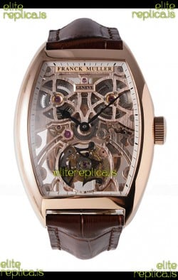 Franck Muller Fast Tourbillon Rose Gold Brown Strap Super Clone Watch 