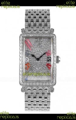 Franck Muller Long Island Color Dreams Stainless Steel Diamonds Swiss Replica Watch 