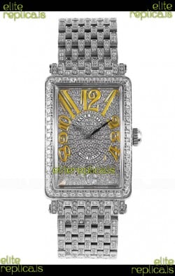 Franck Muller Long Island Stainless Steel Diamonds Swiss Replica Watch 