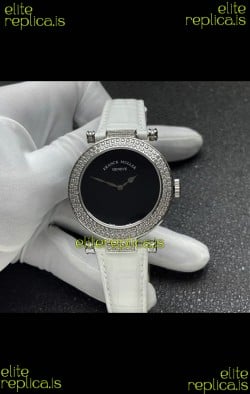 Franck Muller Double Mystery Swiss Quartz Watch in Steel Diamonds Casing