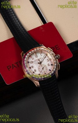 Patek Philippe Aquanaut 7968 Rose Gold Black Strap Super Clone Watch 