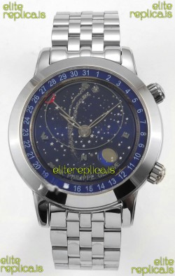Patek Philippe Grand Complications 6102 Blue Dial Steel Strap Super Clone Watch 