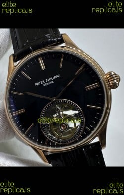 Patek Philippe Japanese Tourbillon Rose Gold Black Dial Japanese Replica Watch 