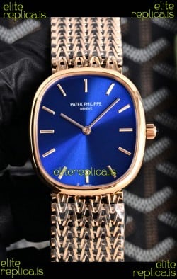 Patek Philippe Golden Ellipse 5738/1R-001 Rose Gold Blue Dial Super Clone Watch 