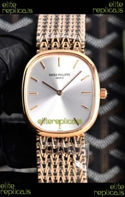 Patek Philippe Golden Ellipse 5738/1R-001 Rose Gold Steel Dial Super Clone Watch 