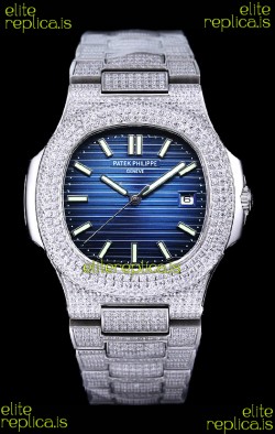 Patek Philippe Super Clone Nautilus 5711/1A Diamonds Paved Edition Blue Dial