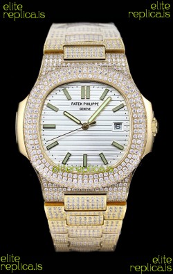 Patek Philippe Super Clone Nautilus 5711/G Diamonds Paved Edition White Dial