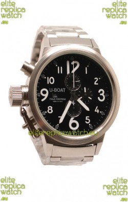 U-Boat Flightdeck Japanese Replica Steel Watch in Black Dial