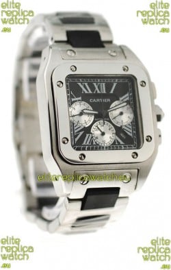 Cartier Santos 100 Japanese Replica Watch in Black Dial