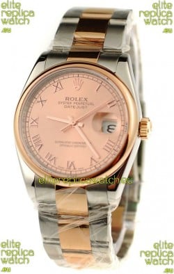 Rolex Day Date Two Tone Swiss Watch in Pink Gold Dial