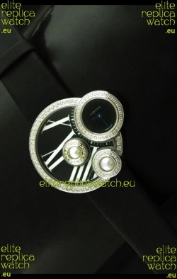 Cartier Jewellery Pearl Diamond Watch in Black Dial