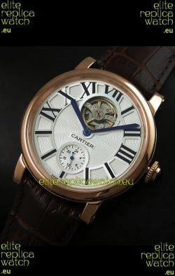 Ballon De Cartier Flying Tourbillon Japanese Replica Watch - Pink Gold Case