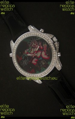 Five Time Zones J&C Imitations Japanese Watch in Full Diamonds