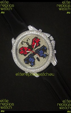 Five Time Zones J&C Clone Watch in Full Diamonds