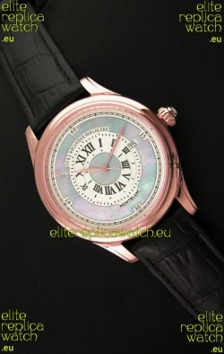 Montblanc Pure Mechanique Horlogere Swiss Replica Rose Gold Watch in Mop Blue Dial