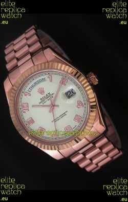 Rolex Day Date Swiss Replica Steel Watch in Arabic Markers