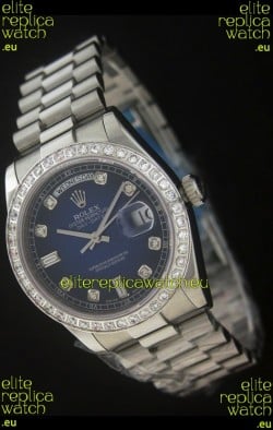 Rolex Day Date Just swiss Replica Watch in Dark Blue Dial