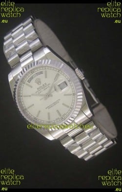 Rolex Day Date Just swiss Replica Silver White Watch 