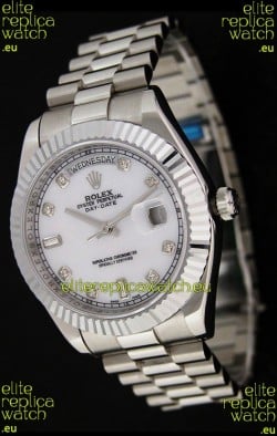 Rolex Oyster Perpetual Day Date Swiss Replica Watch in White Mother of Pearl Dial