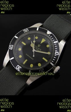 Rolex Submariner Swiss Replica Watch in Domed Crystal Grey Nylon Strap