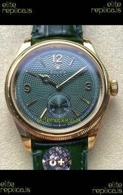 Rolex 1908 Perpetual in Yellow Gold Casing Green Dial Swiss Replica Watch 