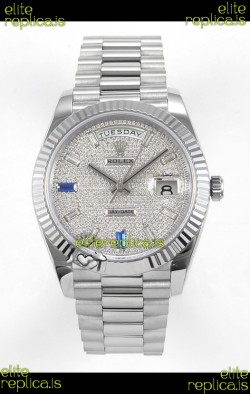 Rolex Day Date Diamonds Dial 40MM Super Clone Watch 