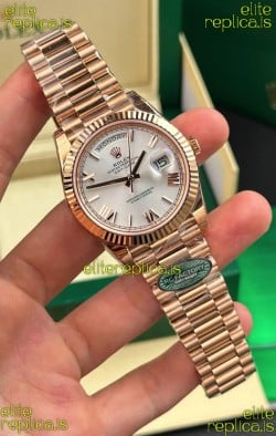 Rolex Day Date 228236 Rose Gold Steel Roman Dial Super Clone Watch 