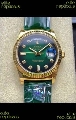 Rolex Day Date 128238 Yellow Gold Green Ombre Diamonds Dial Super Clone Watch 