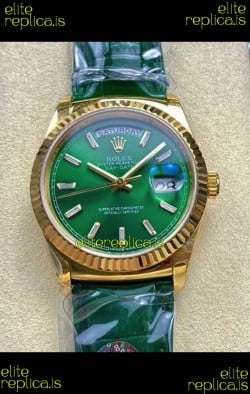 Rolex Day Date 128238 Yellow Gold Green Crystal Dial Super Clone Watch 